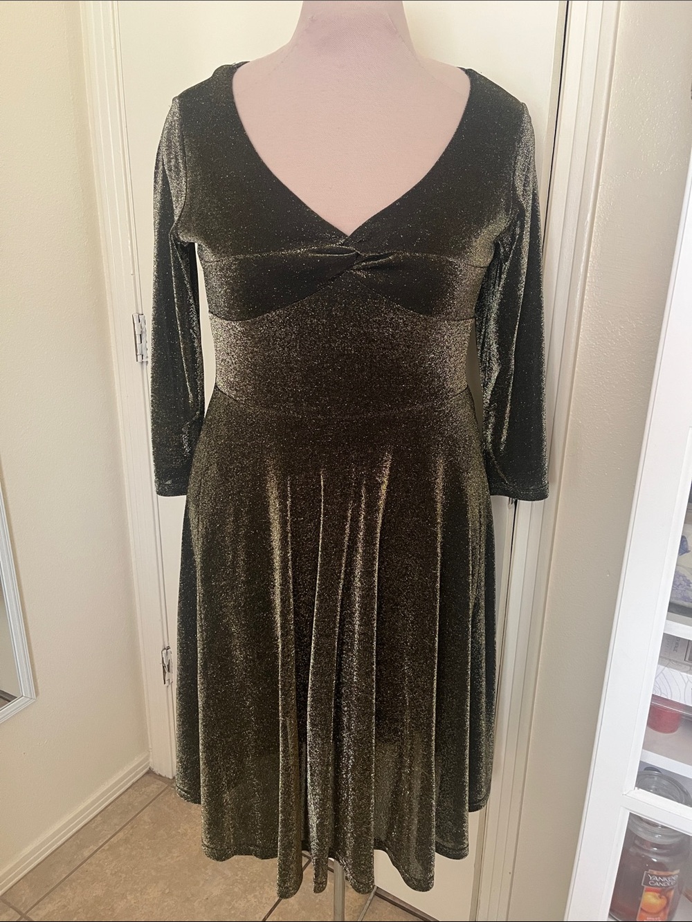 Voodoo Vixen Gold Metallic Stretch Dress xxl (runs small) Brand New w/ tags!